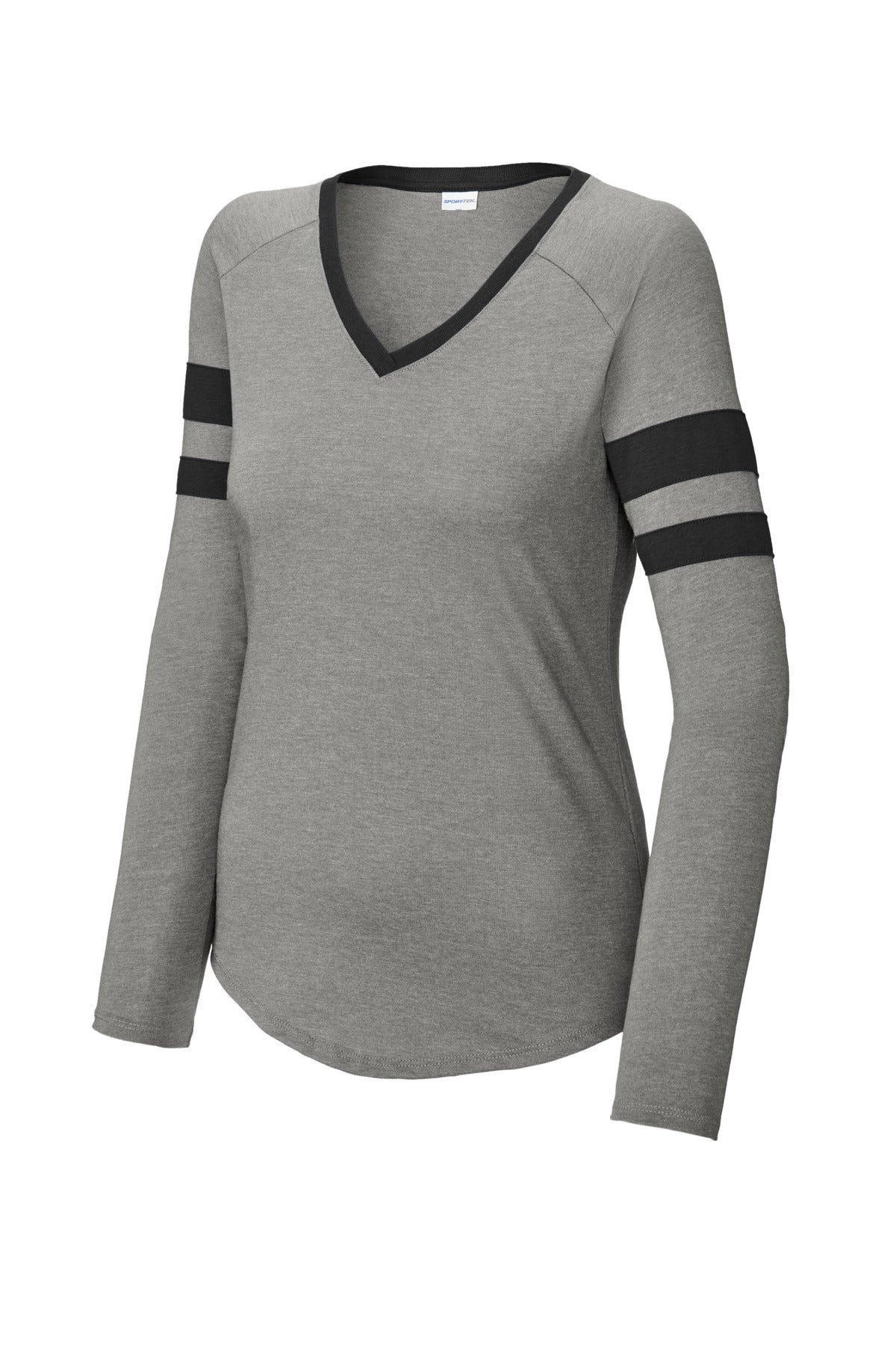 Sport-Tek® Women's Halftime Stripe Long Sleeve V-Neck Tee
