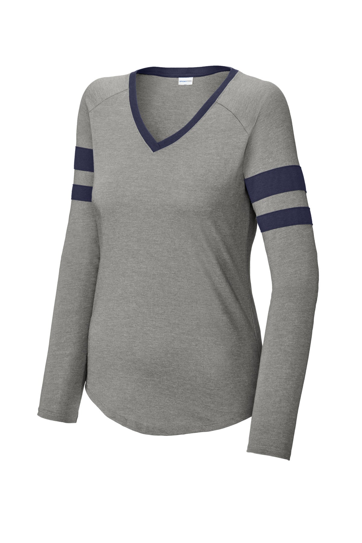 Sport-Tek® Women's Halftime Stripe Long Sleeve V-Neck Tee