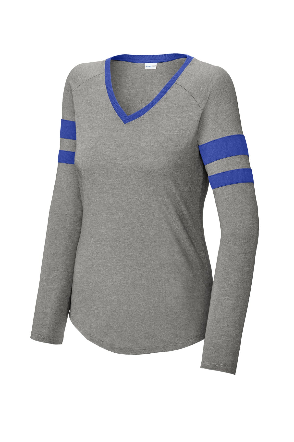 Sport-Tek® Women's Halftime Stripe Long Sleeve V-Neck Tee
