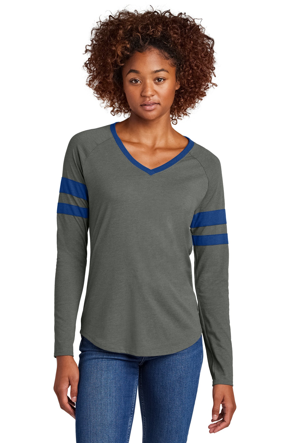 Sport-Tek® Women's Halftime Stripe Long Sleeve V-Neck Tee