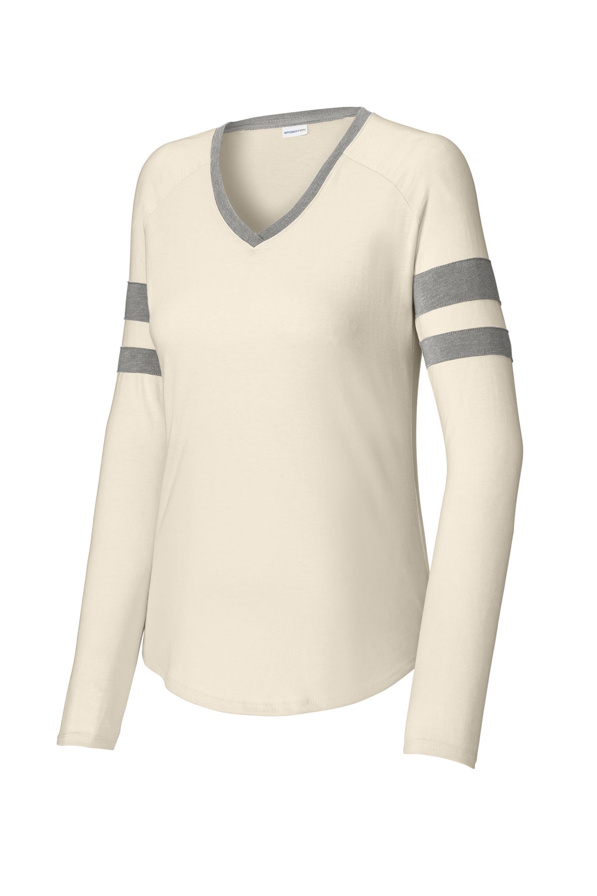 Sport-Tek® Women's Halftime Stripe Long Sleeve V-Neck Tee