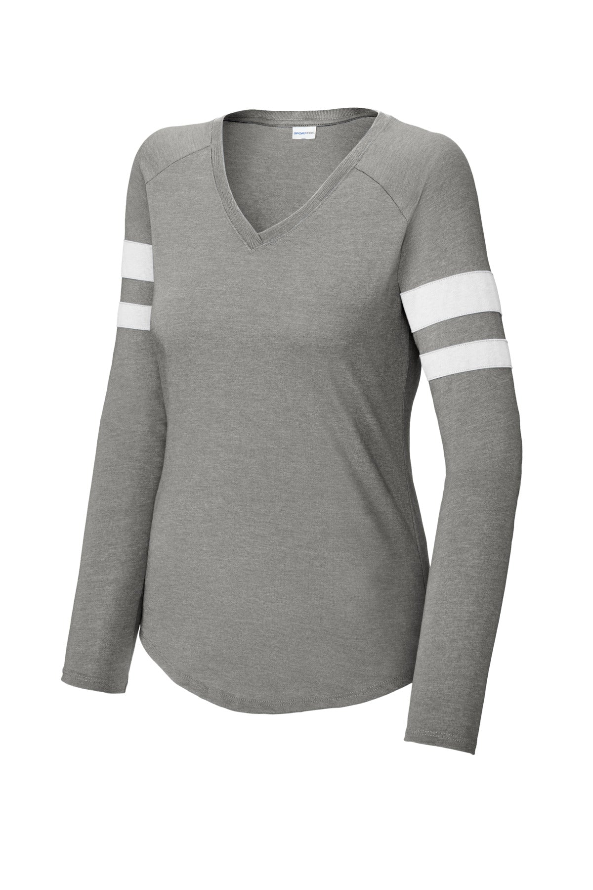 Sport-Tek® Women's Halftime Stripe Long Sleeve V-Neck Tee