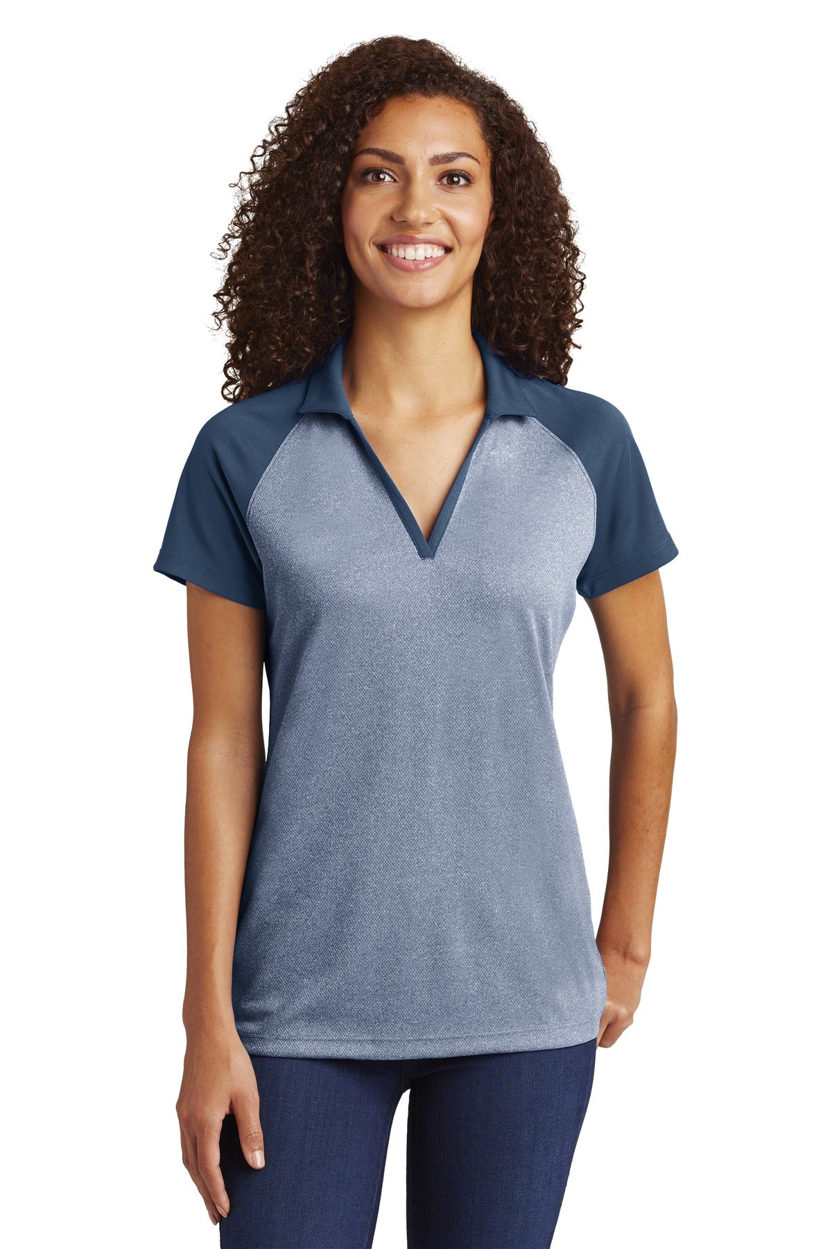 Sport-Tek® Women's PosiCharge® RacerMesh® Raglan Heather Block Polo
