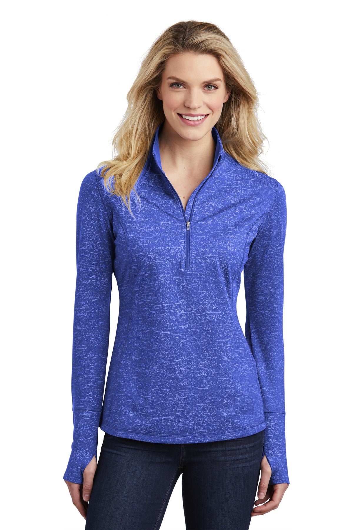 Sport-Tek® Women's Sport-Wick® Stretch Reflective Heather 1/2-Zip Pullover