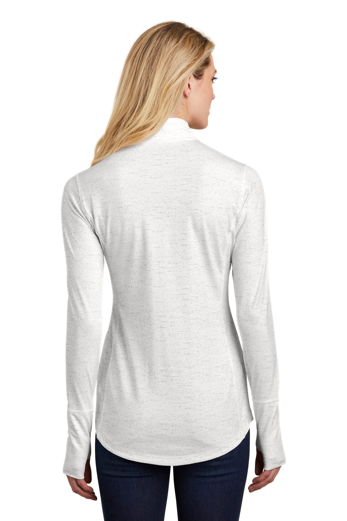 Sport-Tek® Women's Sport-Wick® Stretch Reflective Heather 1/2-Zip Pullover