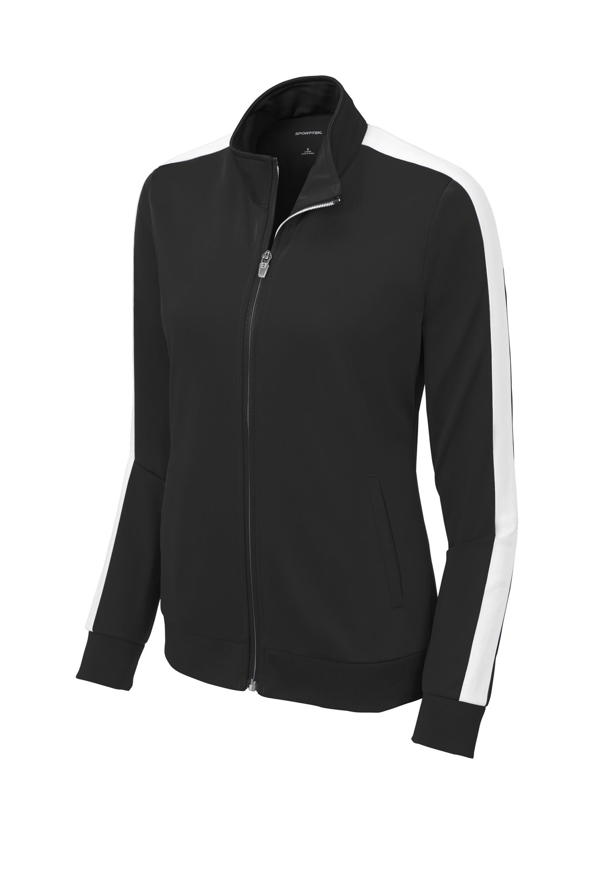 Sport-Tek® Ladies Tricot Sleeve Stripe Track Jacket