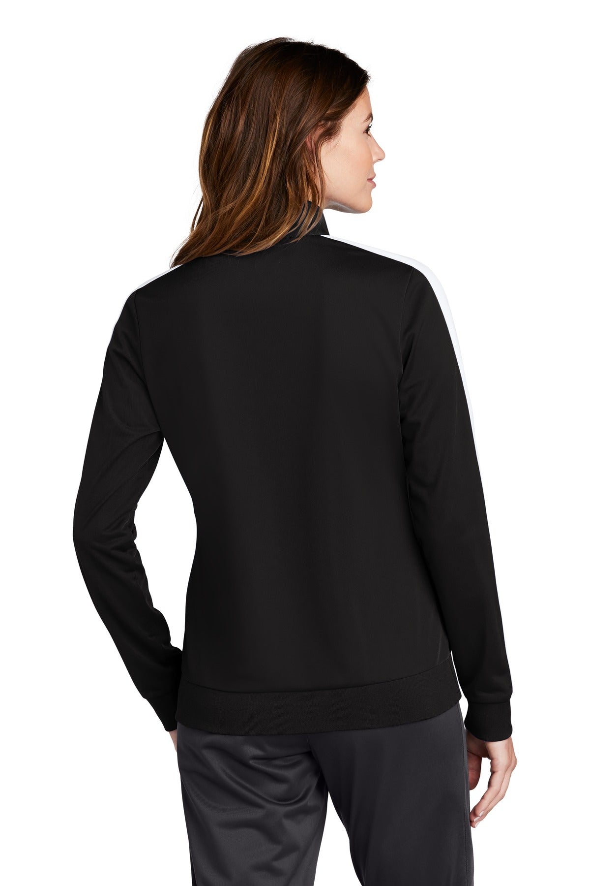 Sport-Tek® Ladies Tricot Sleeve Stripe Track Jacket