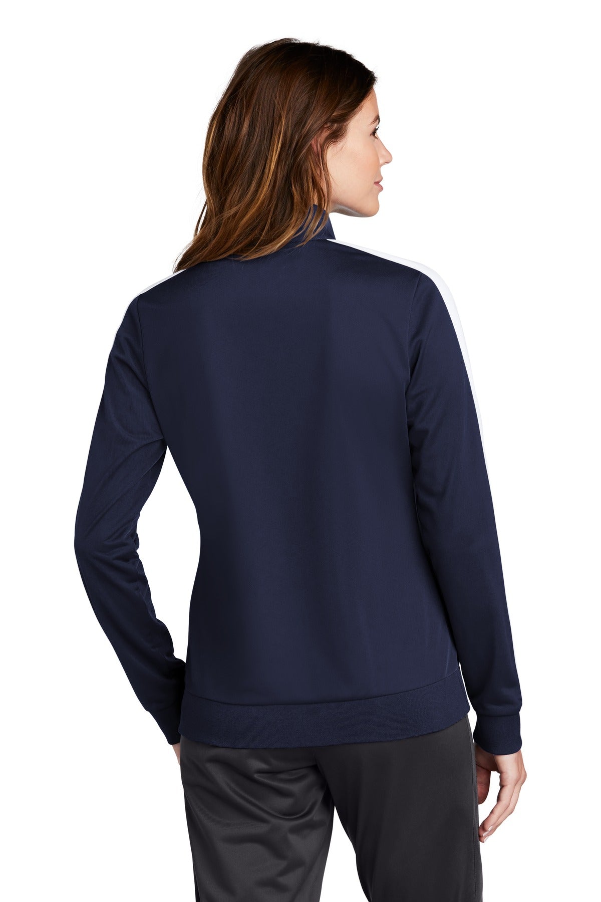 Sport-Tek® Ladies Tricot Sleeve Stripe Track Jacket