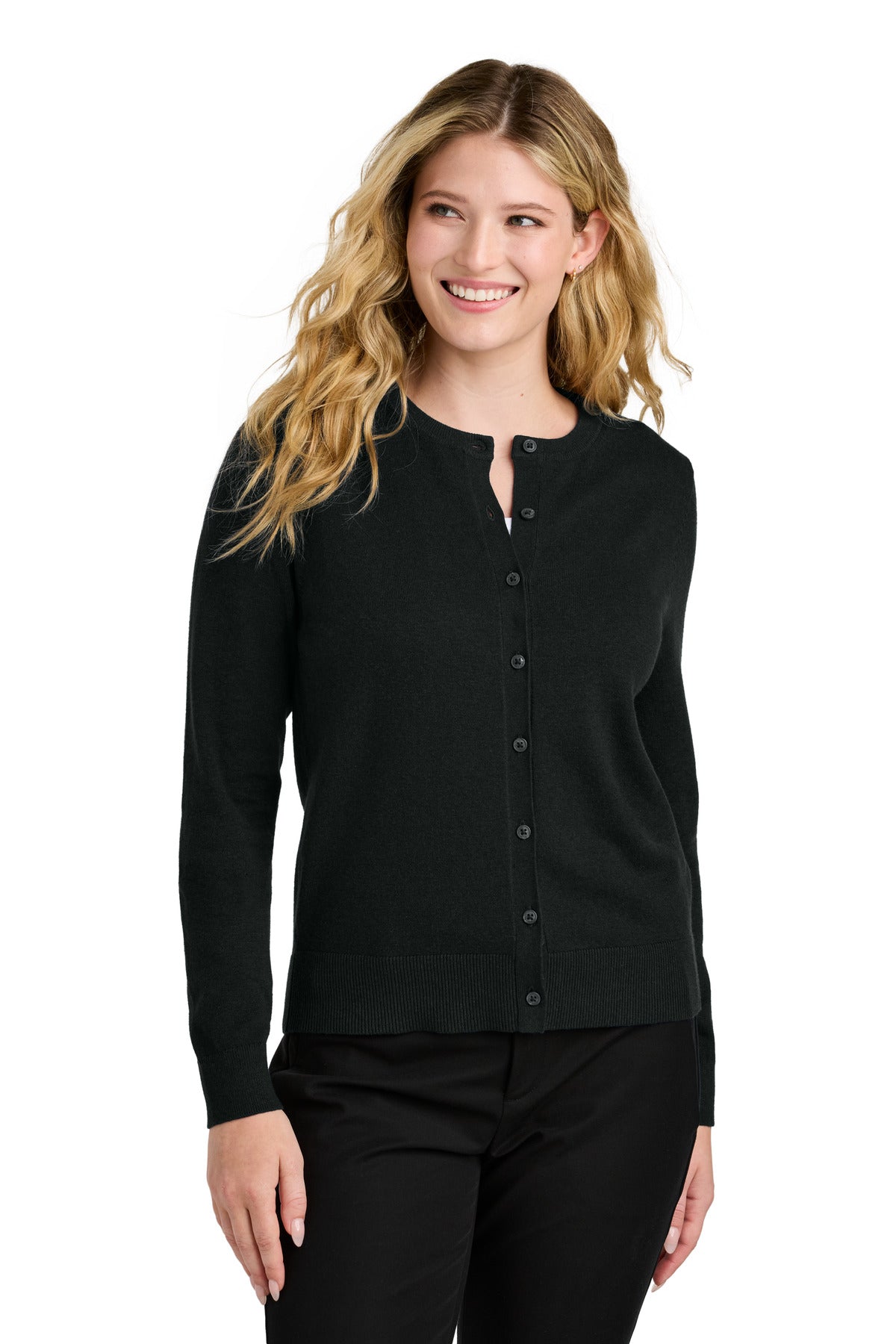 Port Authority® Women's Easy Care Crewneck Cardigan Sweater