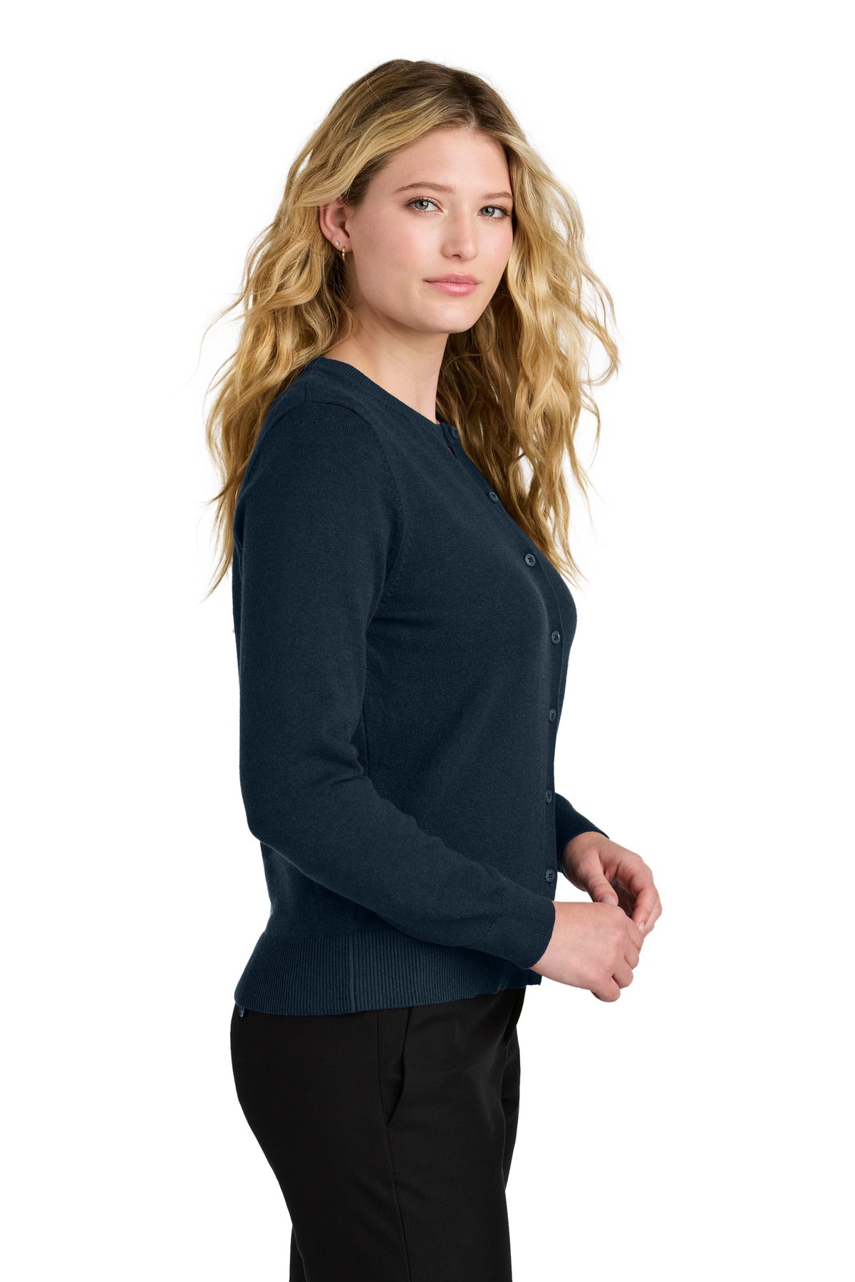 Port Authority® Women's Easy Care Crewneck Cardigan Sweater