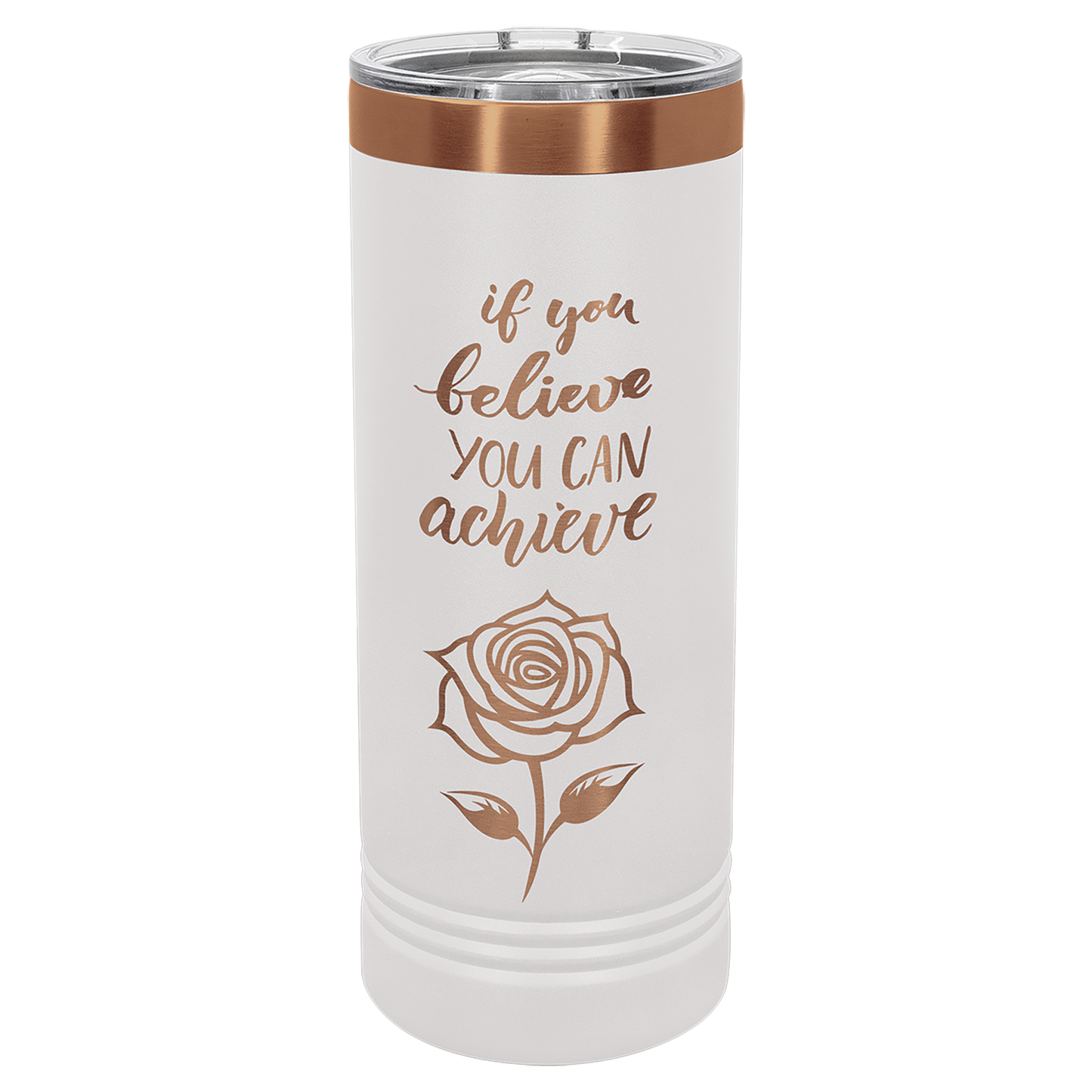 Custom Polar Camel® 22 oz. Rose Gold ION-Plated Skinny Tumbler with Slider Lid