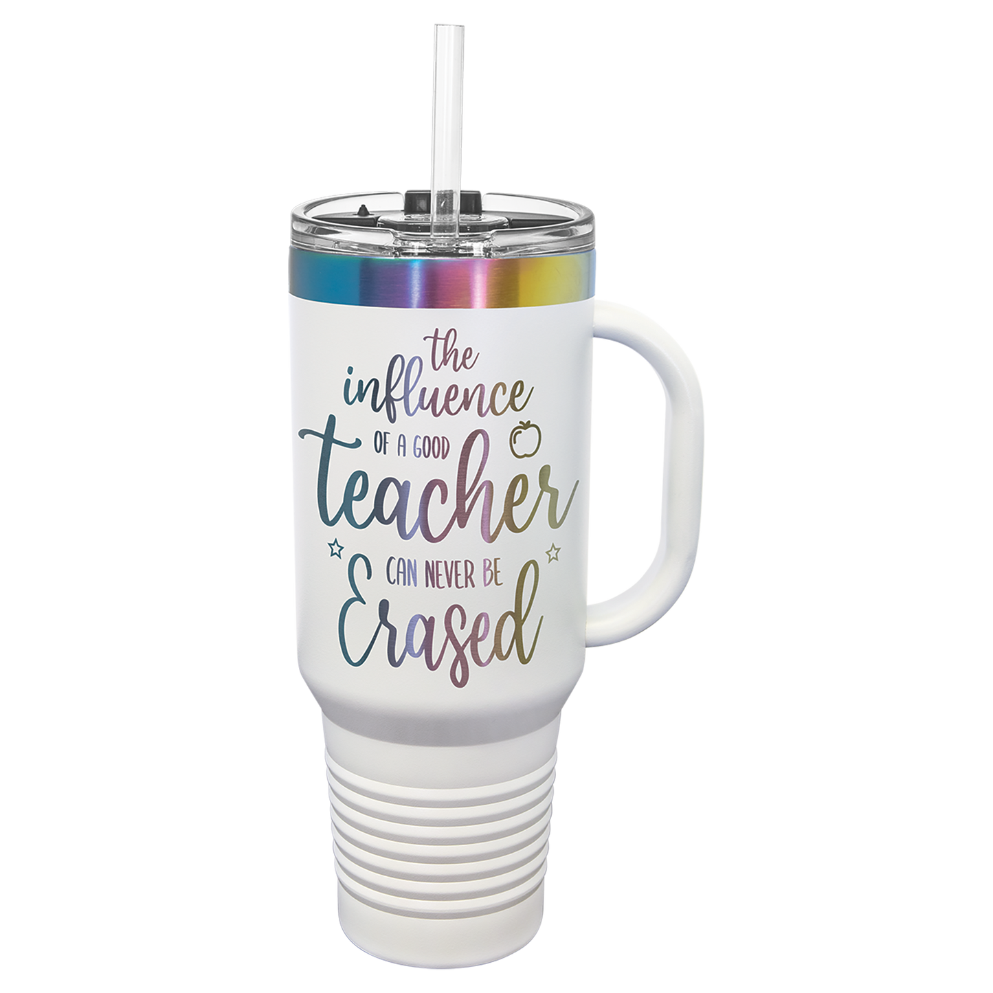 Custom Polar Camel® 40oz Prismatic Effect ION-Plated Travel Mug with Handle & Straw