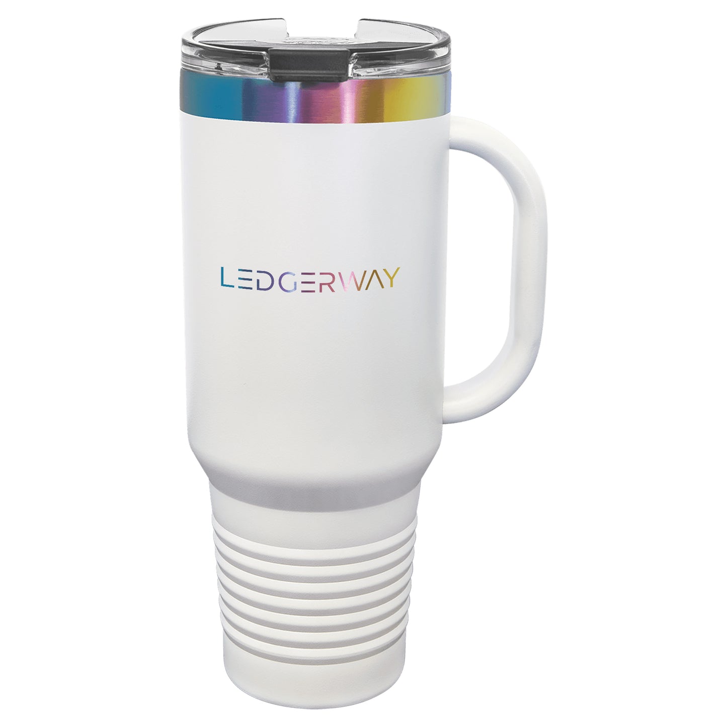 LEDGERWAY Polar Camel® 40oz Prismatic Effect ION-Plated Travel Mug with Handle & Straw