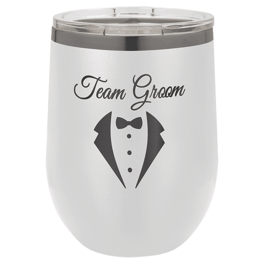 Custom Polar Camel® 12oz Ghost Black ION-Plated Stemless Wine Tumbler with Lid