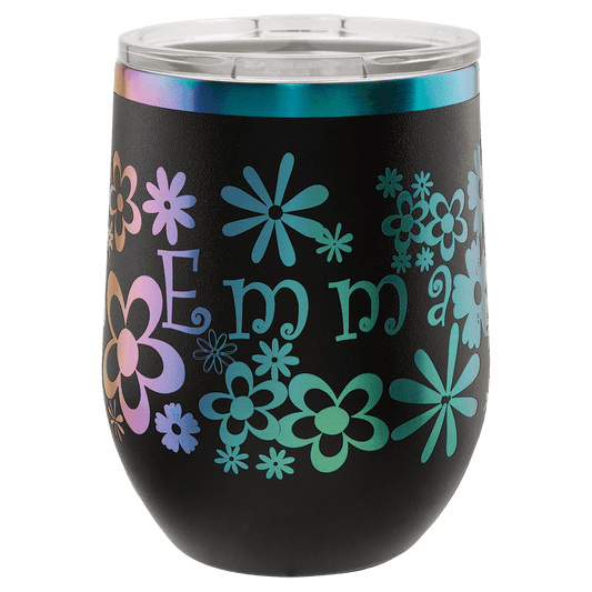 Custom Polar Camel® 12oz Prismatic Effect ION-Plated Stemless Wine Tumbler with Lid