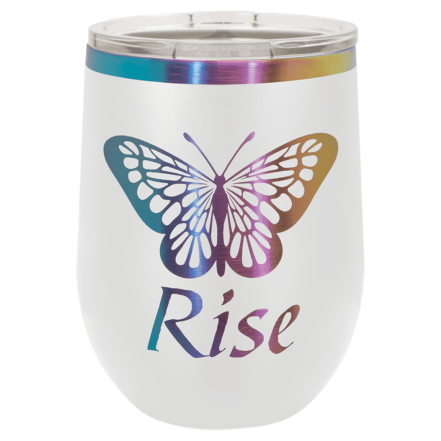 Custom Polar Camel® 12oz Prismatic Effect ION-Plated Stemless Wine Tumbler with Lid