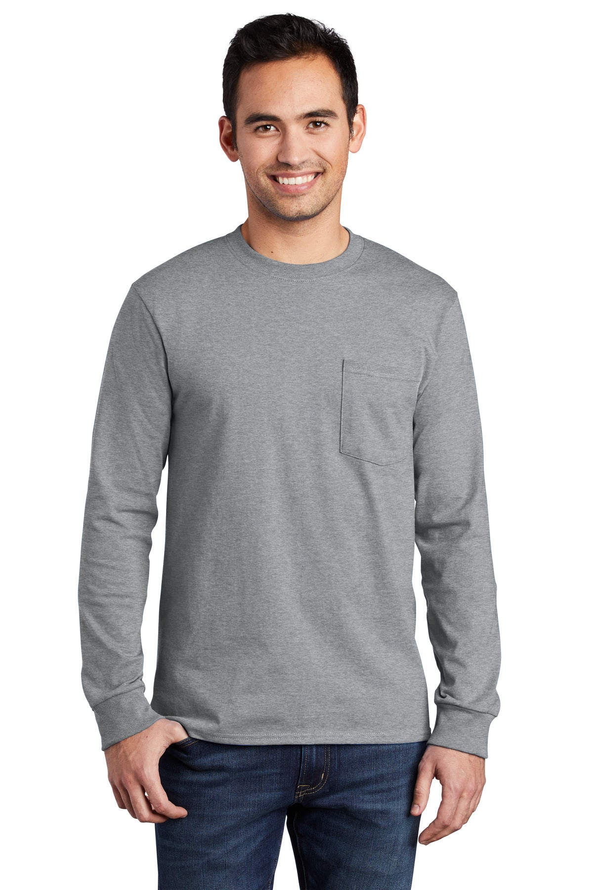 Port & Company® Tall Long Sleeve Essential Pocket Tee
