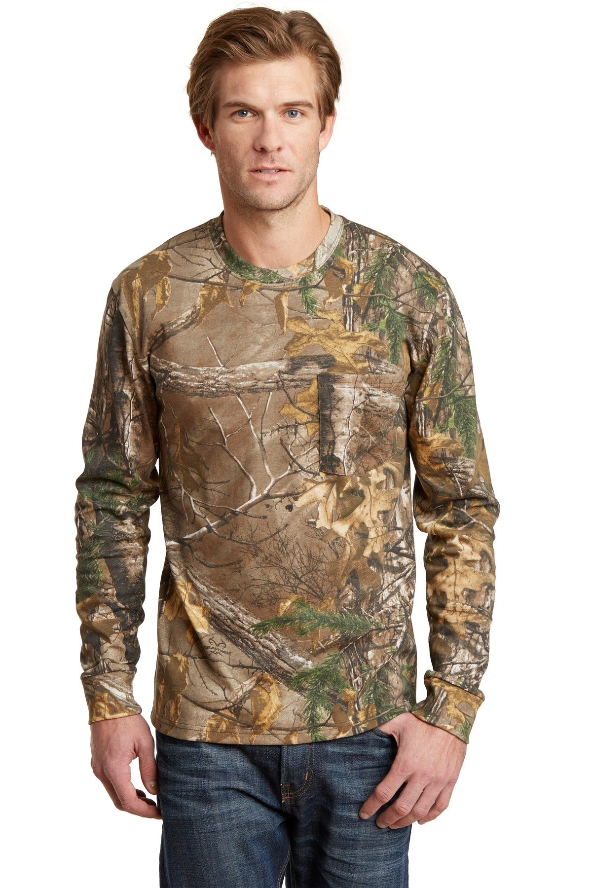 Russell Outdoors Realtree® Long Sleeve Explorer 100% Cotton T-Shirt with Pocket
