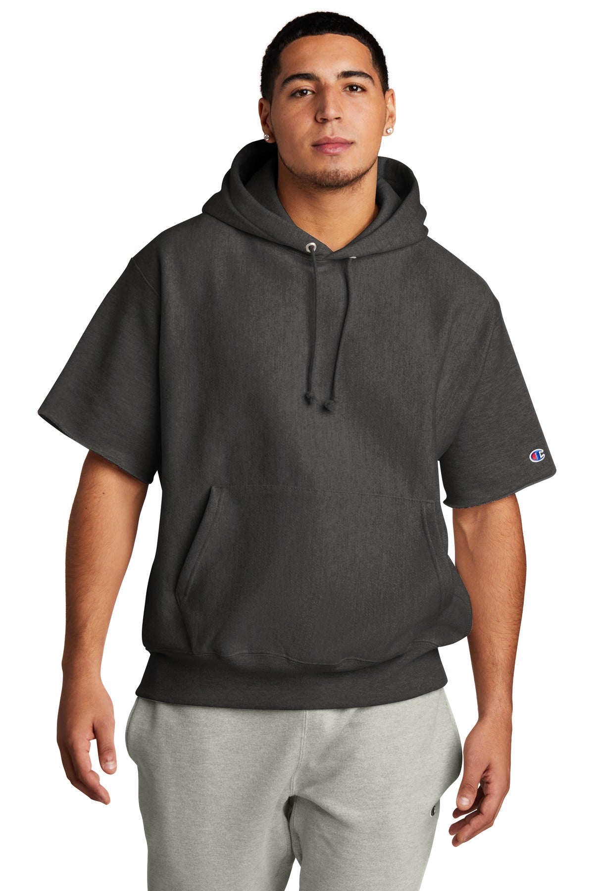 Champion® Reverse Weave® Short Sleeve Hooded Sweatshirt
