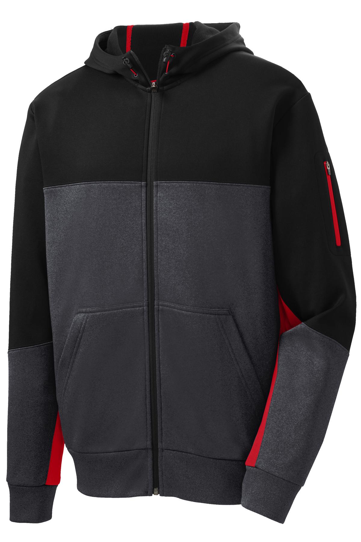 Sport-Tek® Tech Fleece Colorblock Full-Zip Hooded Jacket