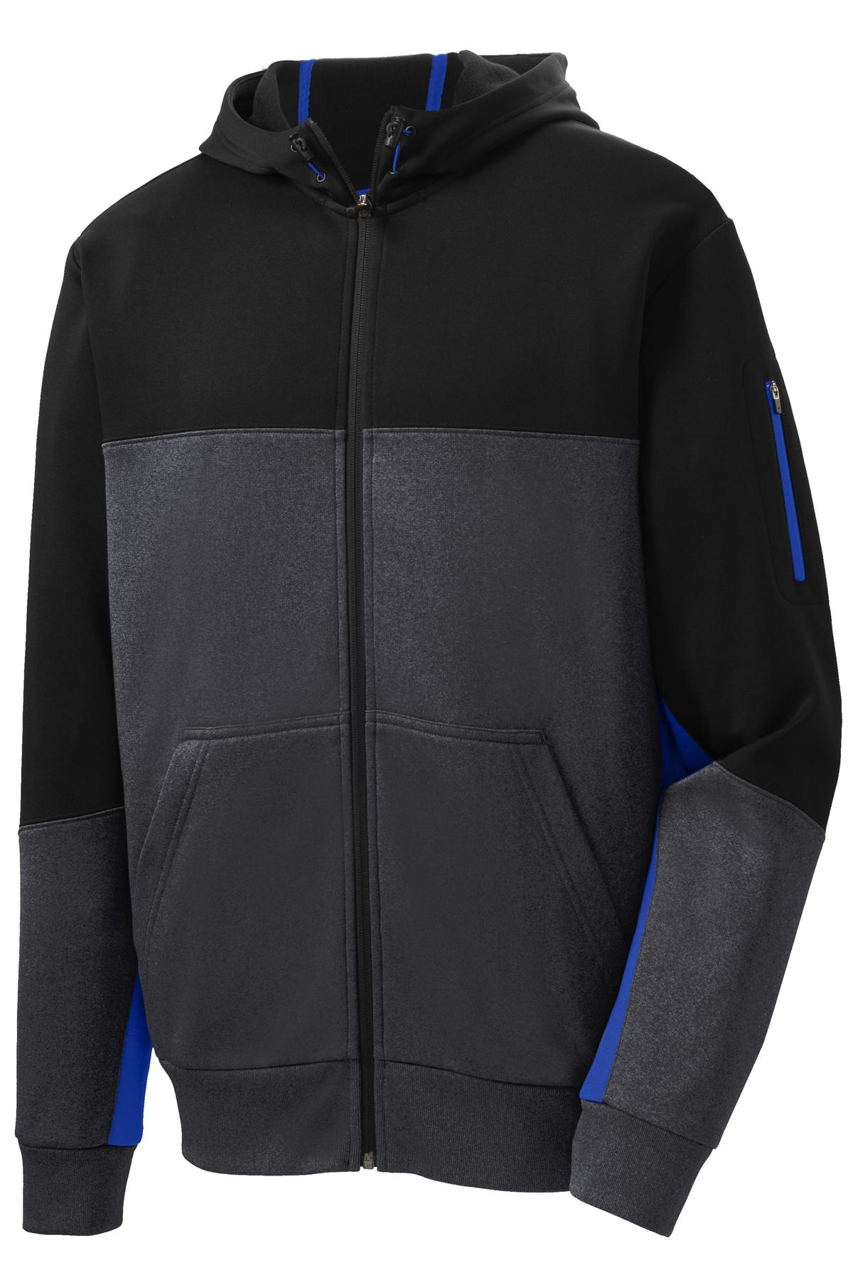 Sport-Tek® Tech Fleece Colorblock Full-Zip Hooded Jacket