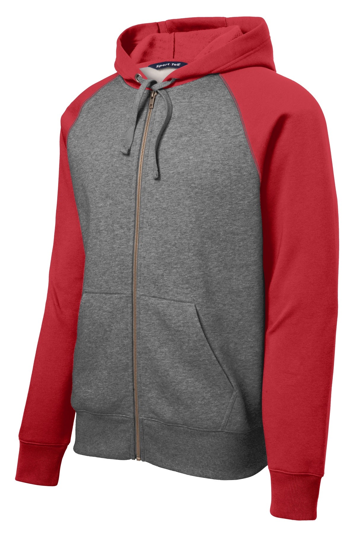 Sport-Tek® Raglan Colorblock Full-Zip Hooded Fleece Jacket