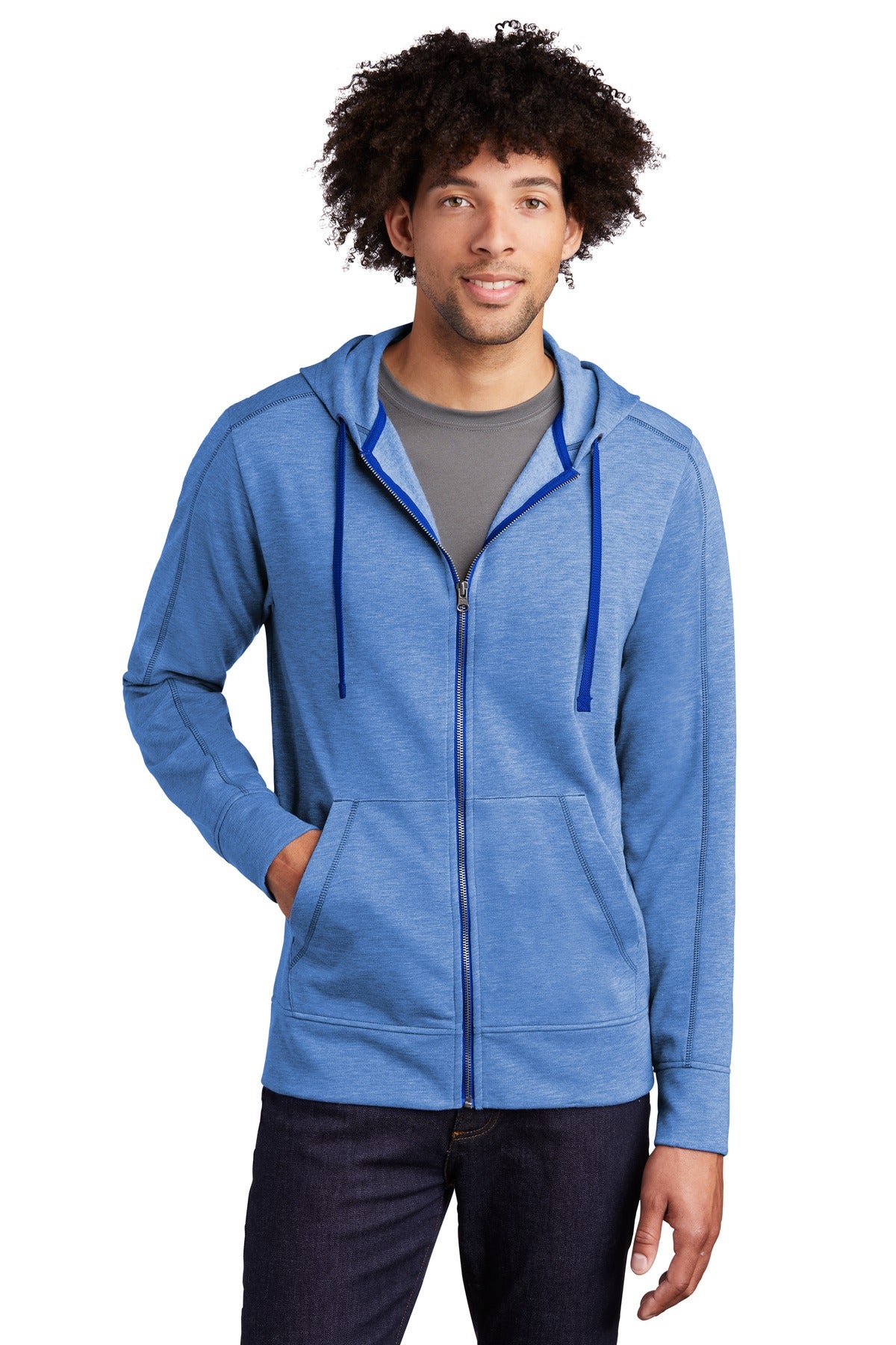 Sport-Tek® PosiCharge® Tri-Blend Wicking Fleece Full-Zip Hooded Jacket