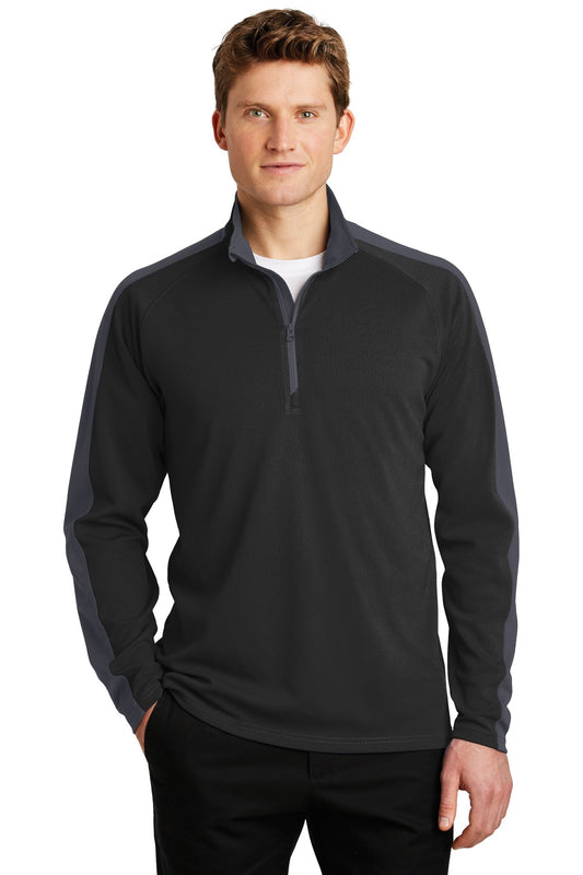 Sport-Tek® Sport-Wick® Textured Colorblock 1/4-Zip Pullover