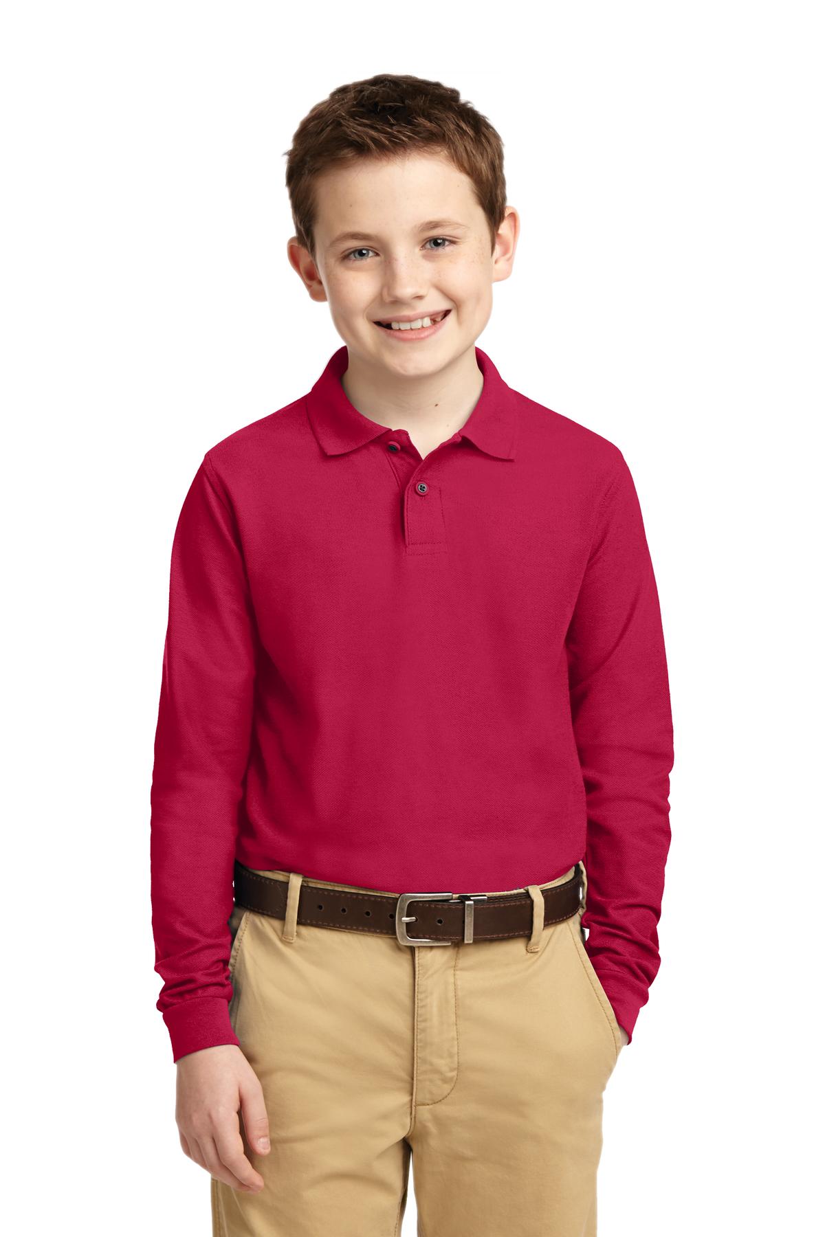 Port Authority® Youth Long Sleeve Silk Touch Polo