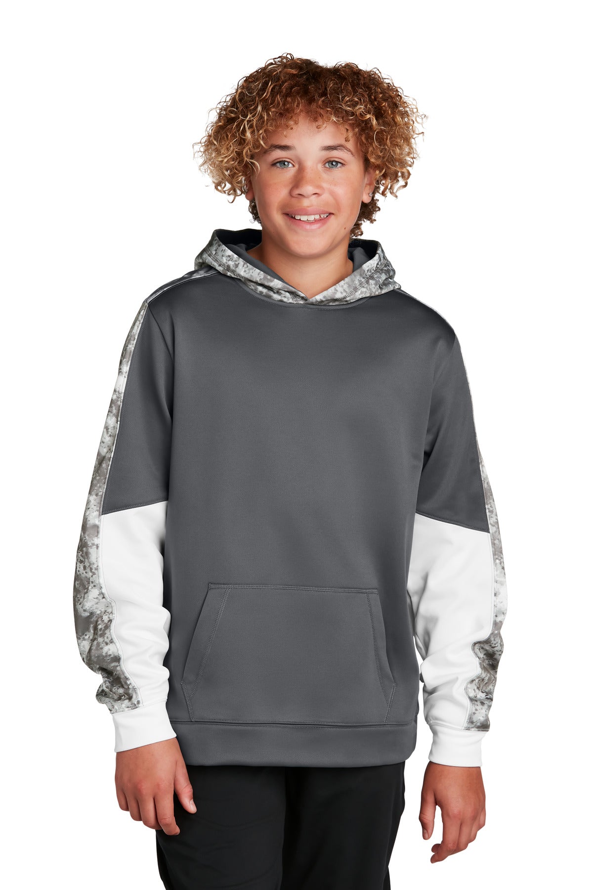 Sport-Tek® Youth Sport-Wick® Mineral Freeze Fleece Colorblock Hooded Pullover