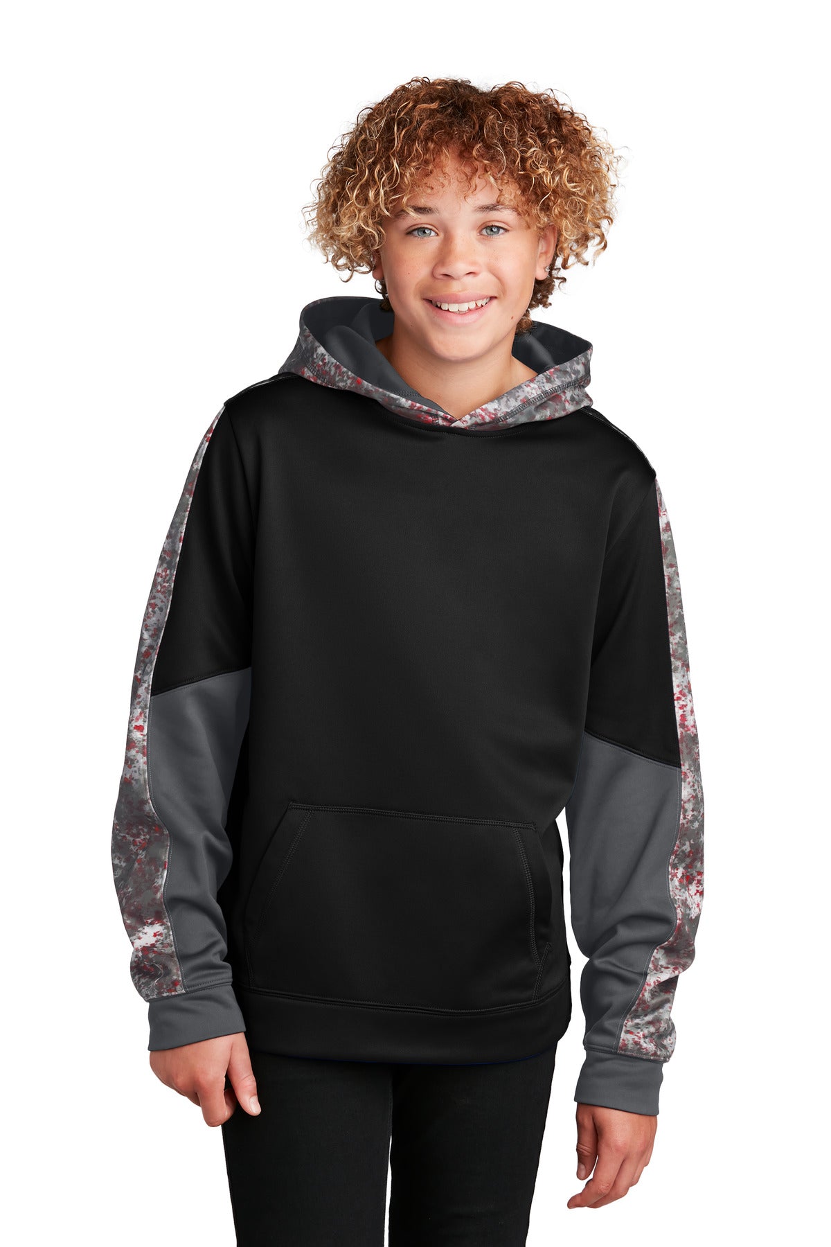 Sport-Tek® Youth Sport-Wick® Mineral Freeze Fleece Colorblock Hooded Pullover