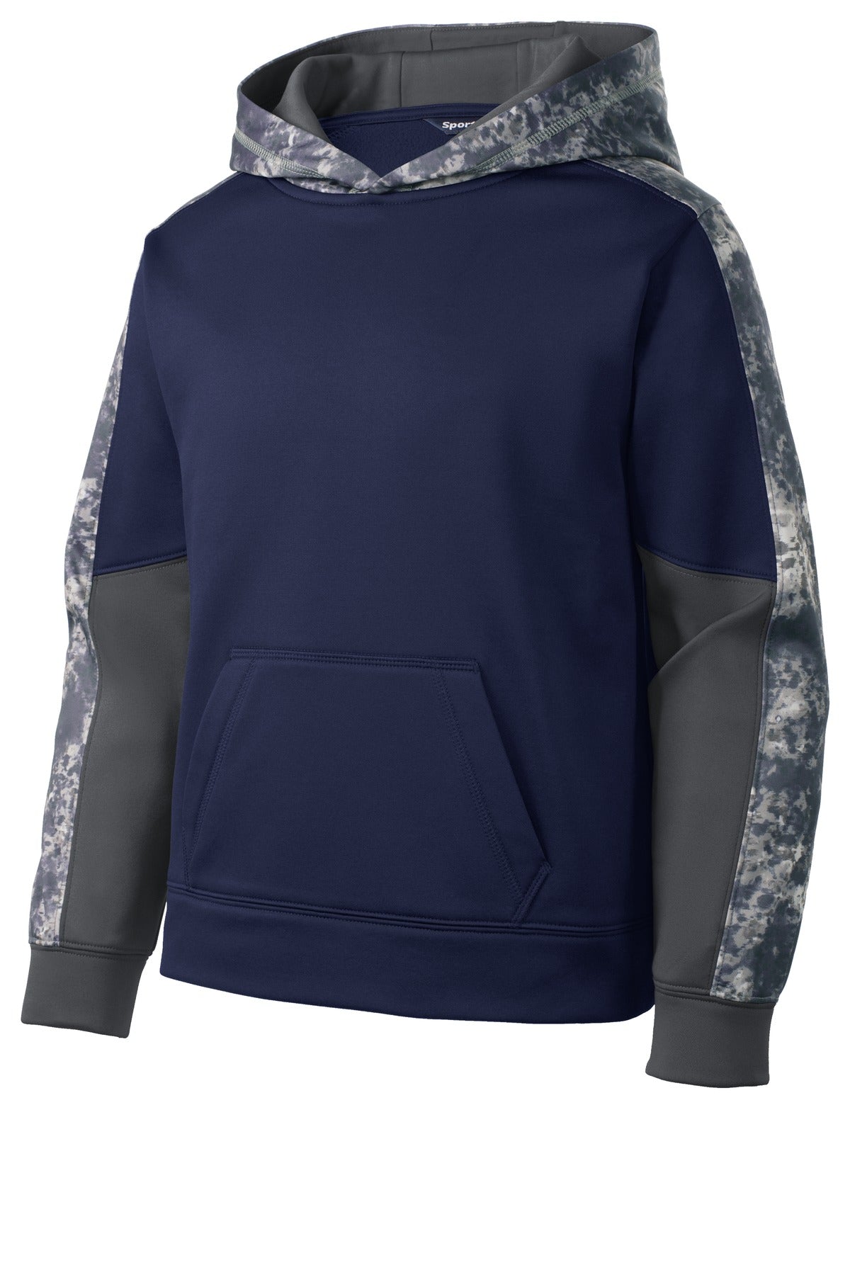 Sport-Tek® Youth Sport-Wick® Mineral Freeze Fleece Colorblock Hooded Pullover