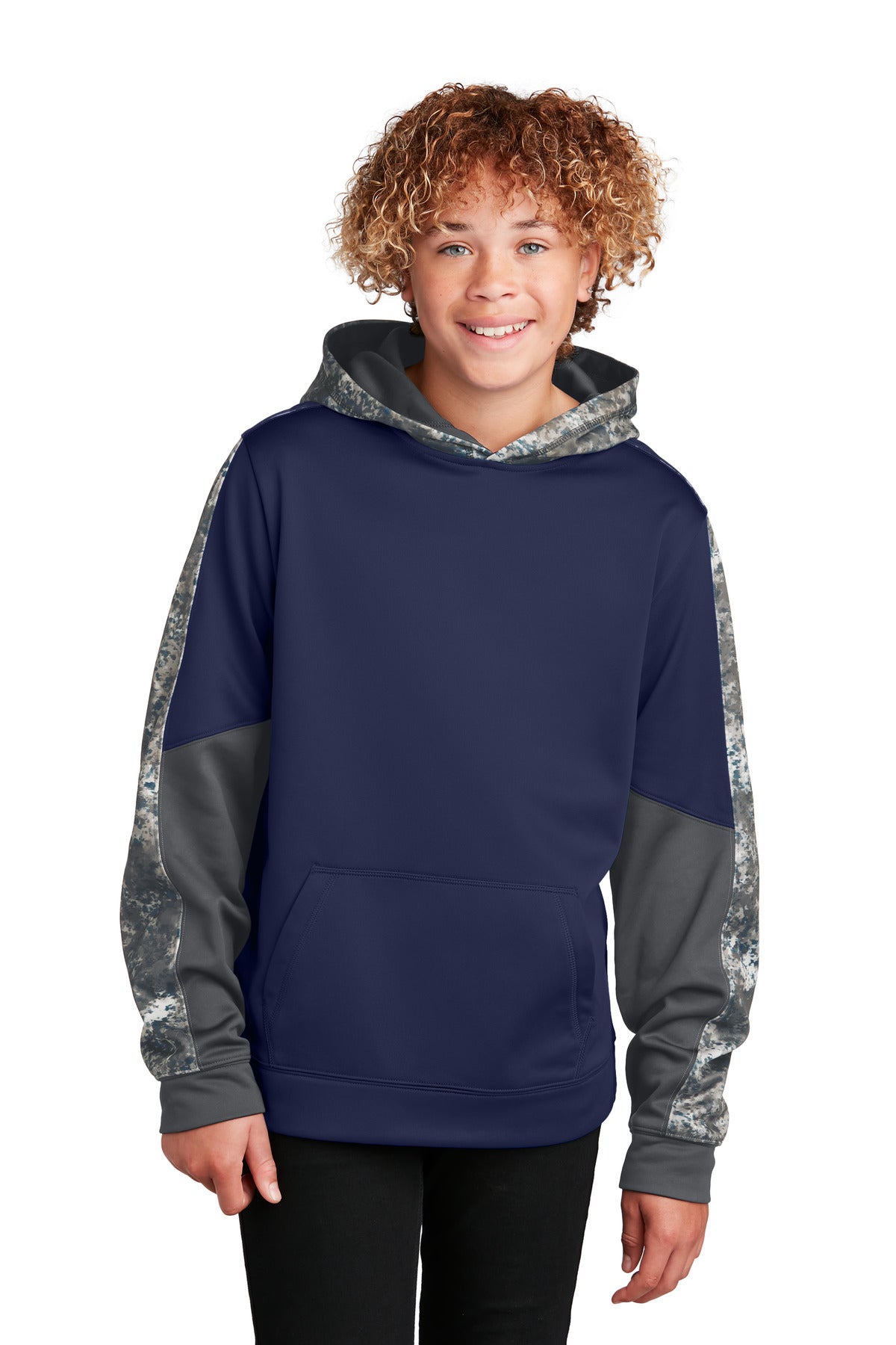 Sport-Tek® Youth Sport-Wick® Mineral Freeze Fleece Colorblock Hooded Pullover