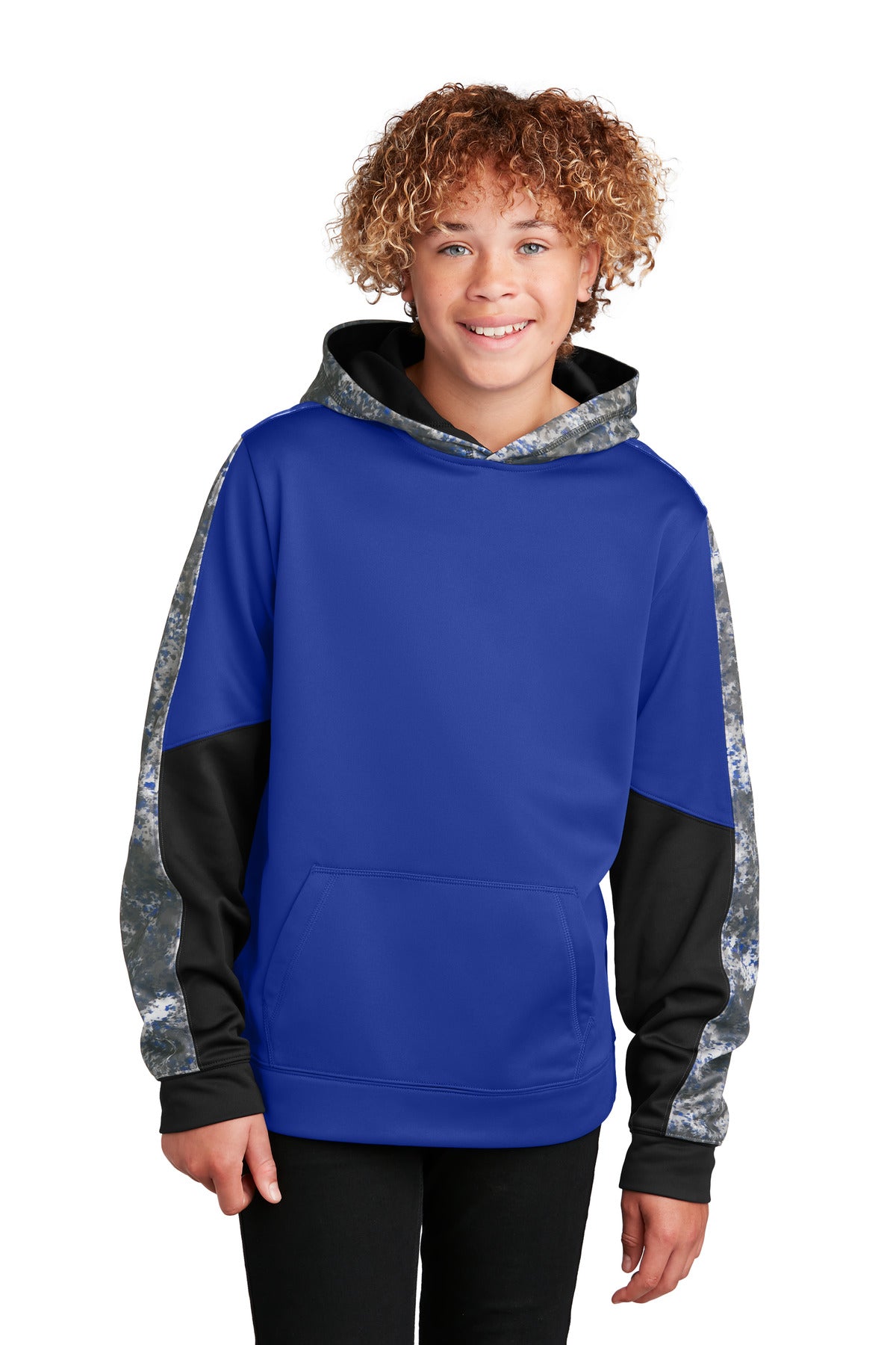 Sport-Tek® Youth Sport-Wick® Mineral Freeze Fleece Colorblock Hooded Pullover