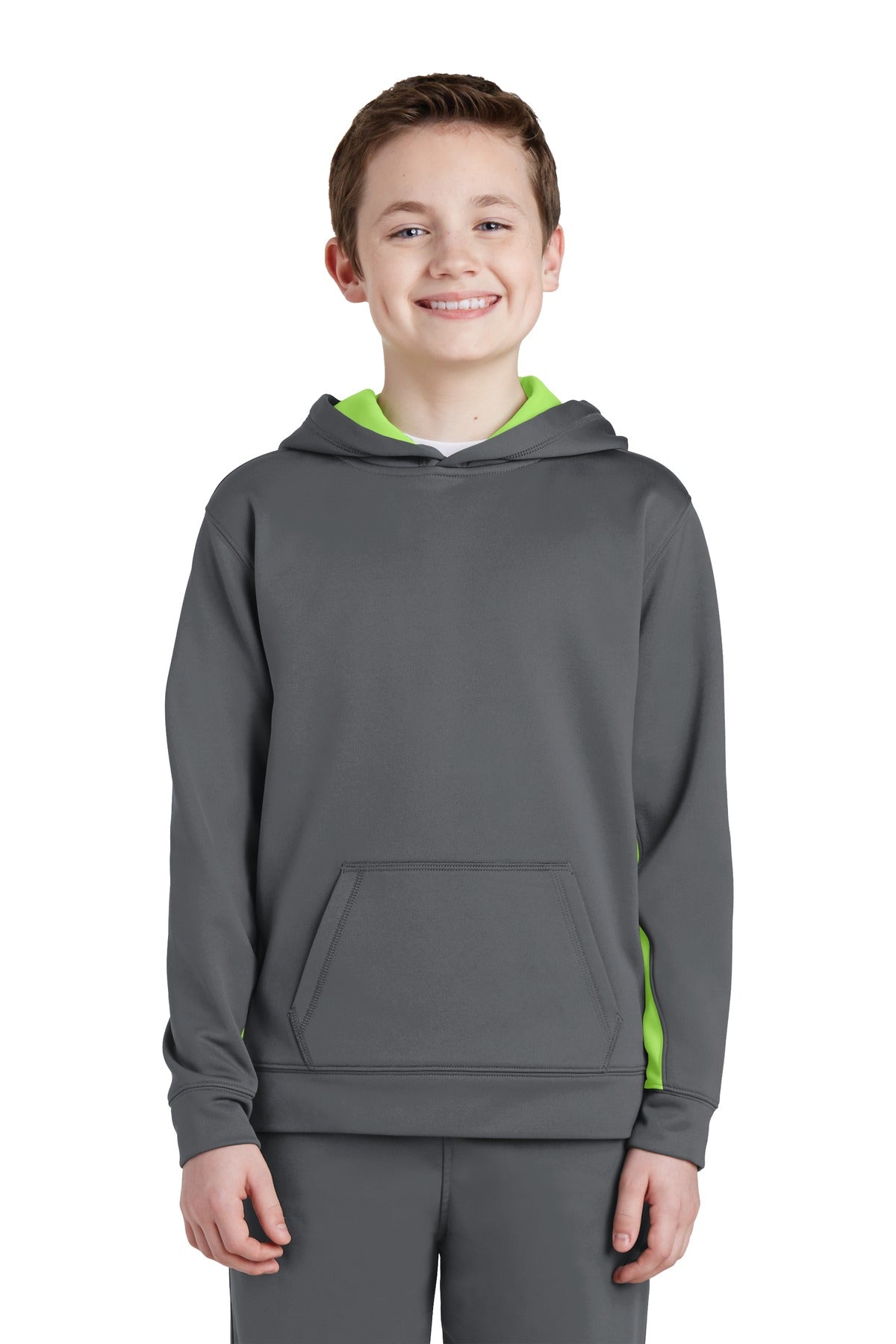 Sport-Tek® Youth Sport-Wick® Fleece Colorblock Hooded Pullover