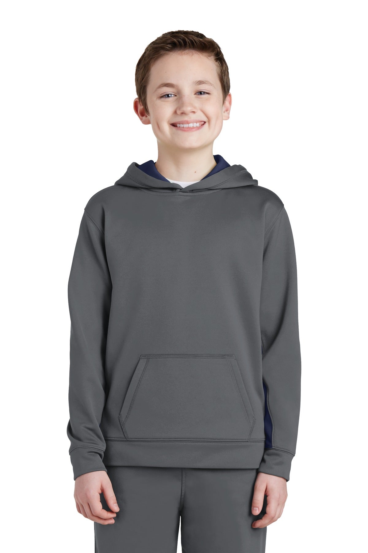 Sport-Tek® Youth Sport-Wick® Fleece Colorblock Hooded Pullover