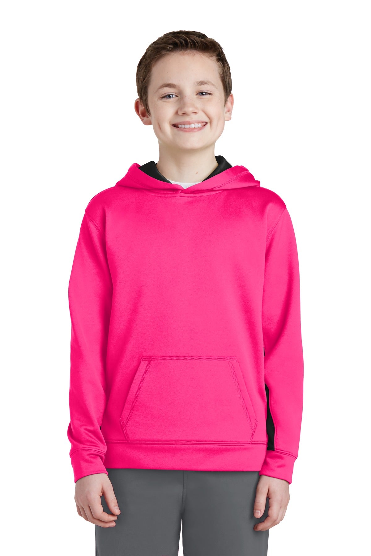 Sport-Tek® Youth Sport-Wick® Fleece Colorblock Hooded Pullover