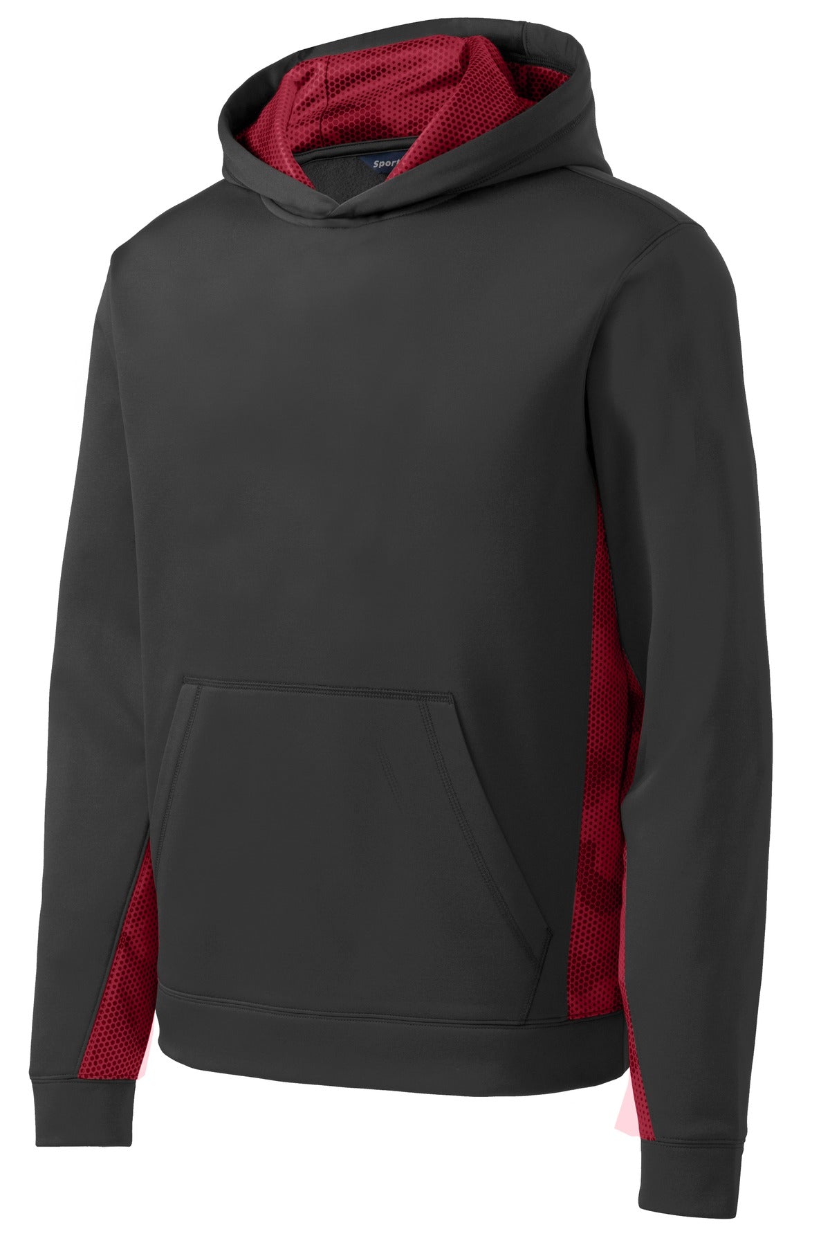 Sport-Tek® Youth Sport-Wick® CamoHex Fleece Colorblock Hooded Pullover