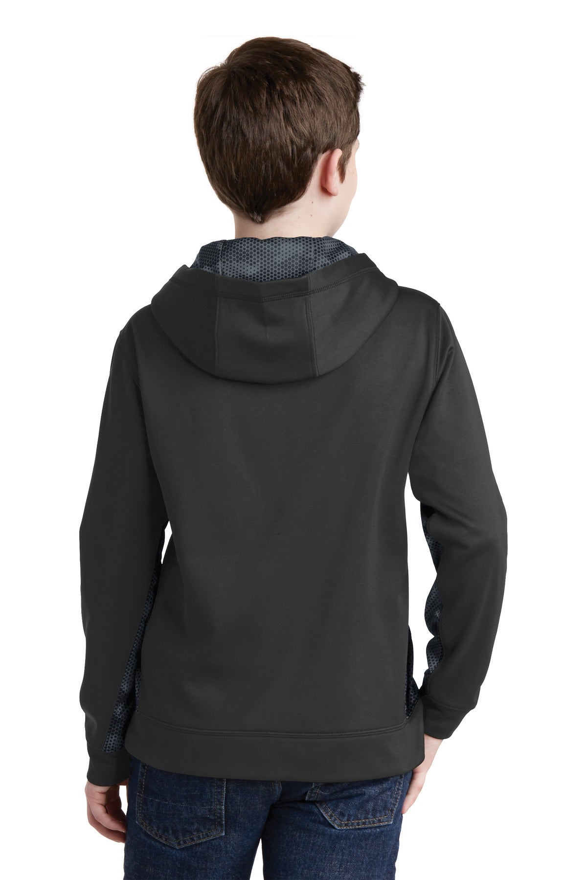 Sport-Tek® Youth Sport-Wick® CamoHex Fleece Colorblock Hooded Pullover
