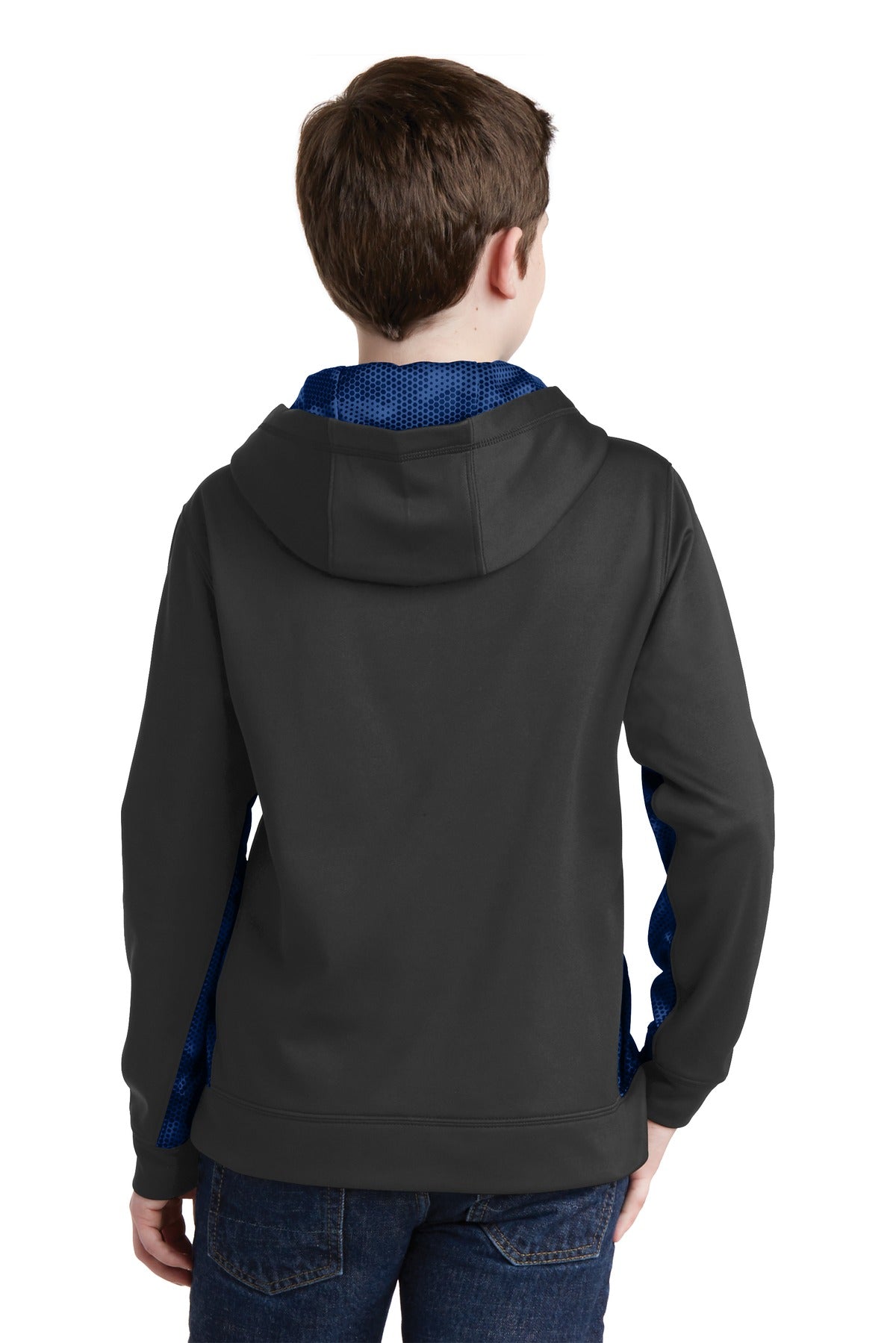 Sport-Tek® Youth Sport-Wick® CamoHex Fleece Colorblock Hooded Pullover