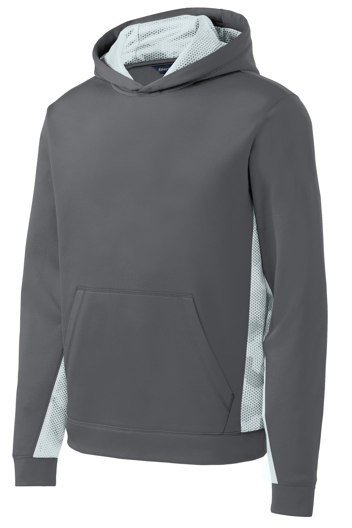 Sport-Tek® Youth Sport-Wick® CamoHex Fleece Colorblock Hooded Pullover