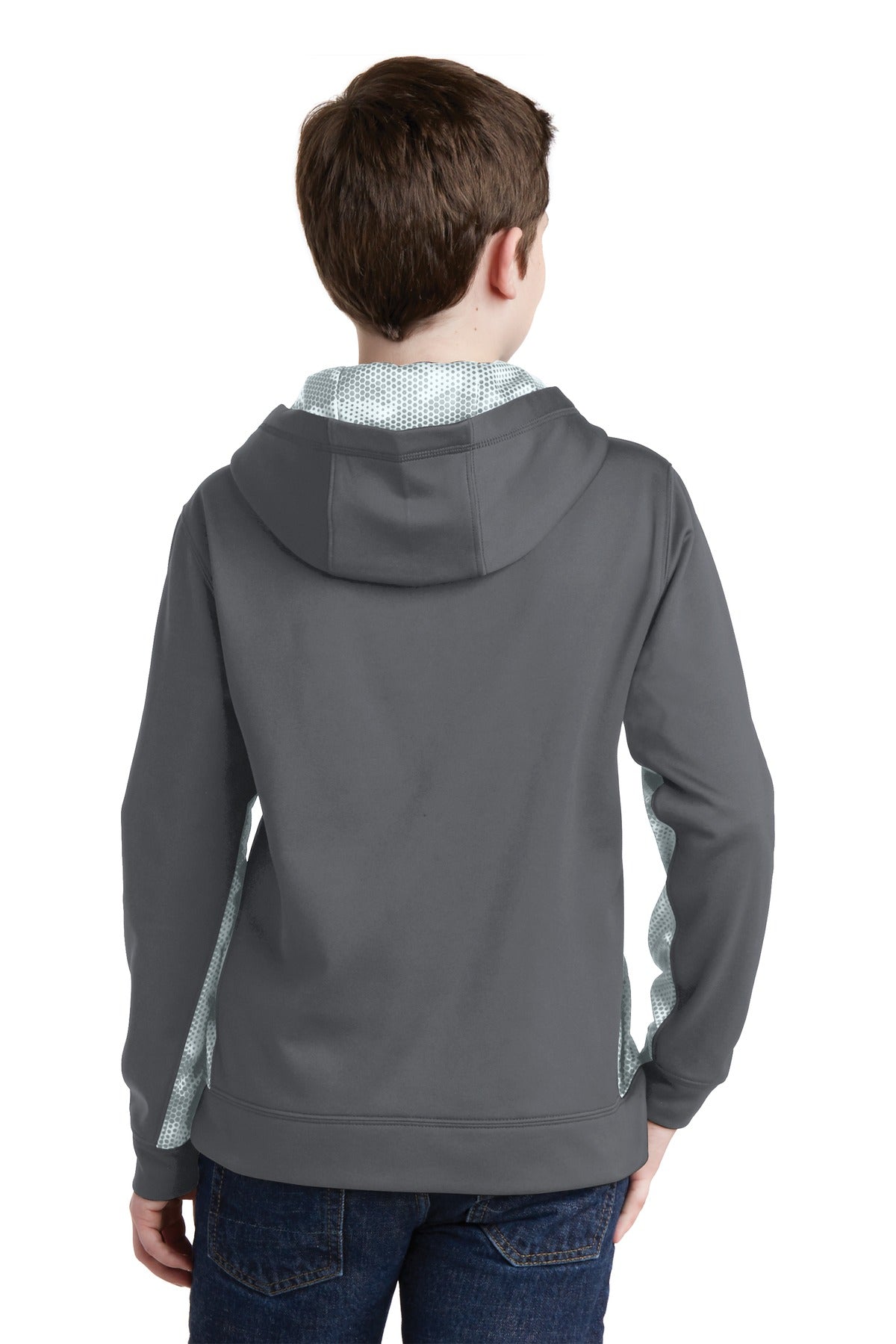 Sport-Tek® Youth Sport-Wick® CamoHex Fleece Colorblock Hooded Pullover