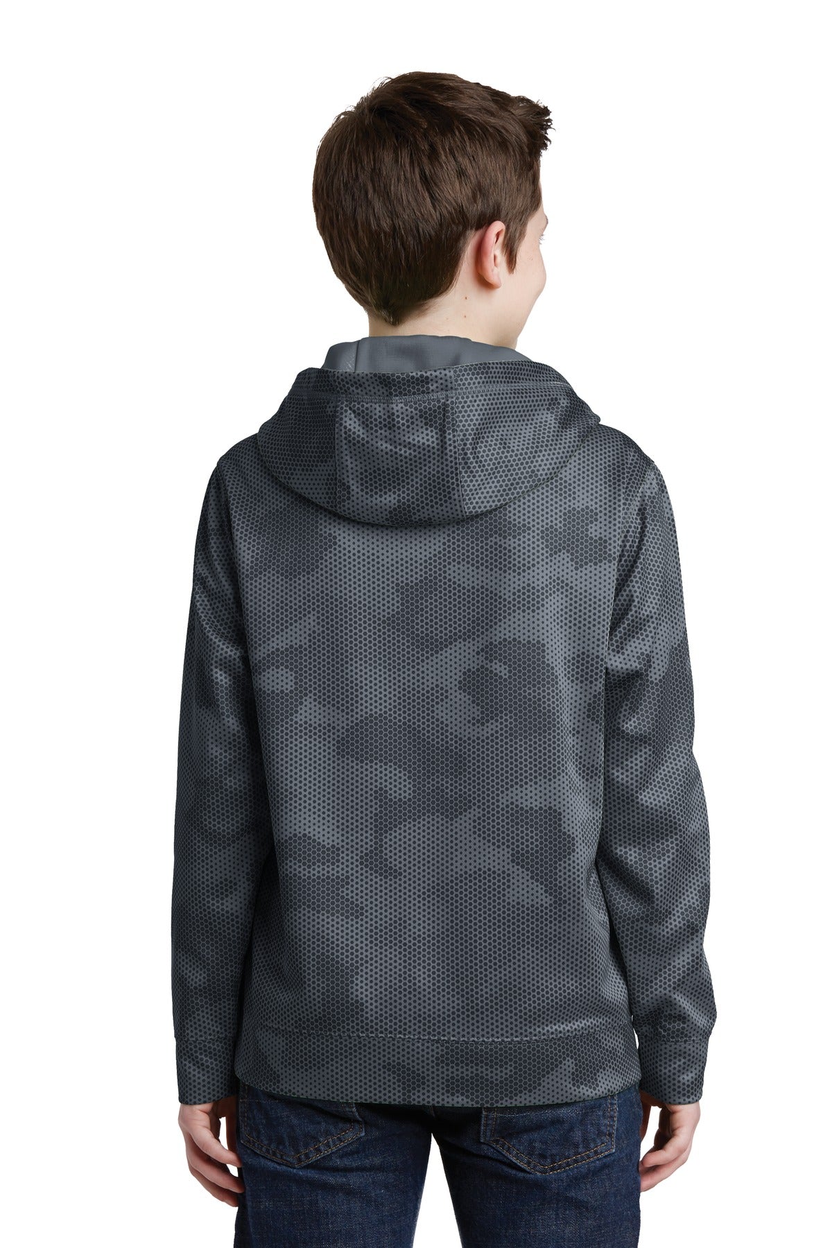Sport-Tek® Youth Sport-Wick® CamoHex Fleece Hooded Pullover