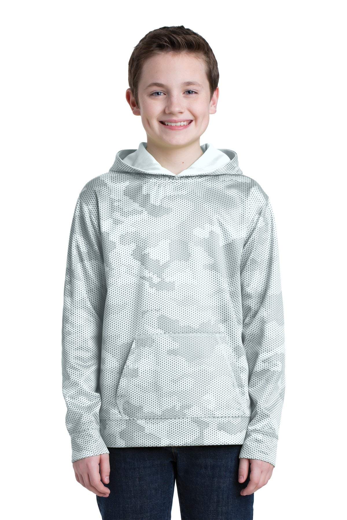 Sport-Tek® Youth Sport-Wick® CamoHex Fleece Hooded Pullover