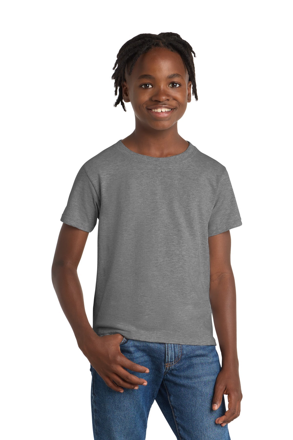 Athletic Hthr Port & Co Youth Essential Tee. PC61Y