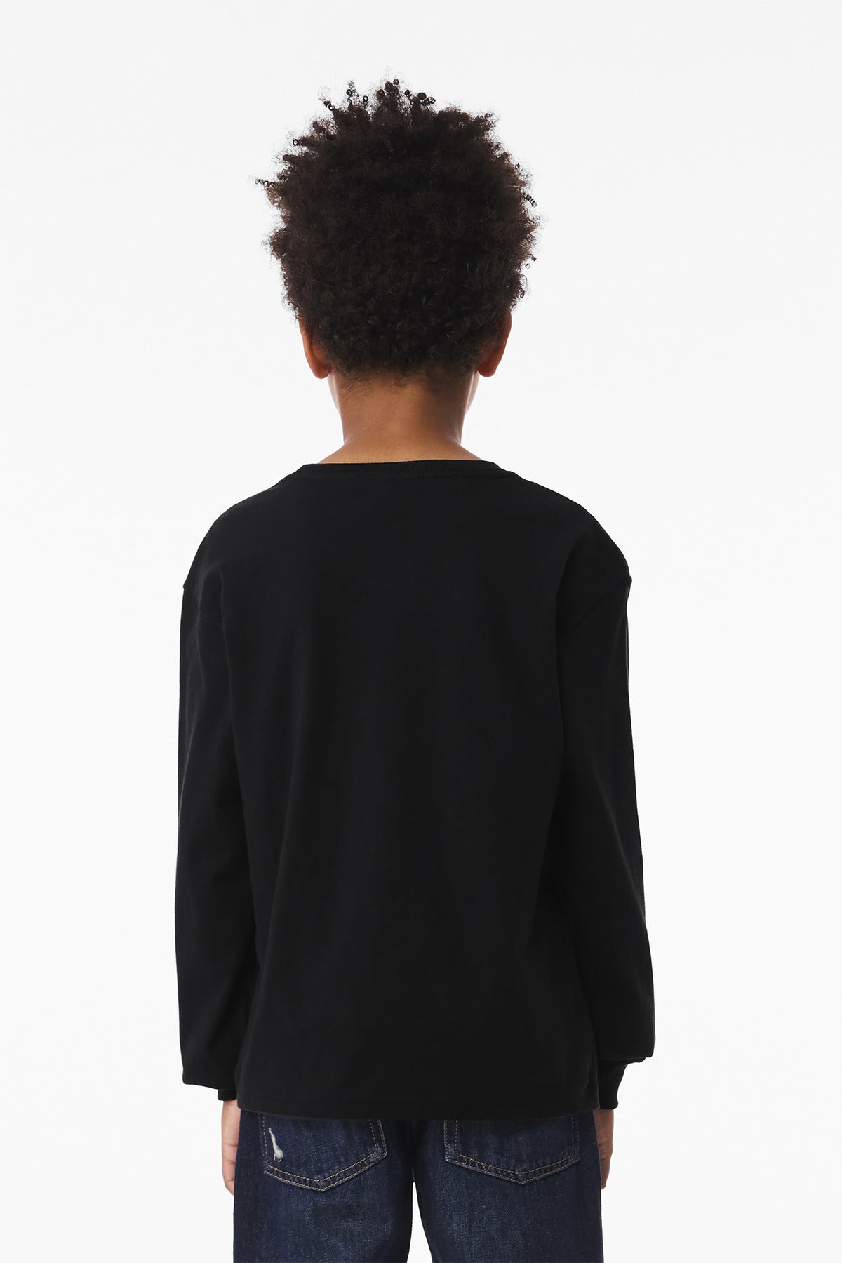 Black BELLA+CANVAS Youth 6-Ounce Heavyweight Long Sleeve Tee BC3511Y
