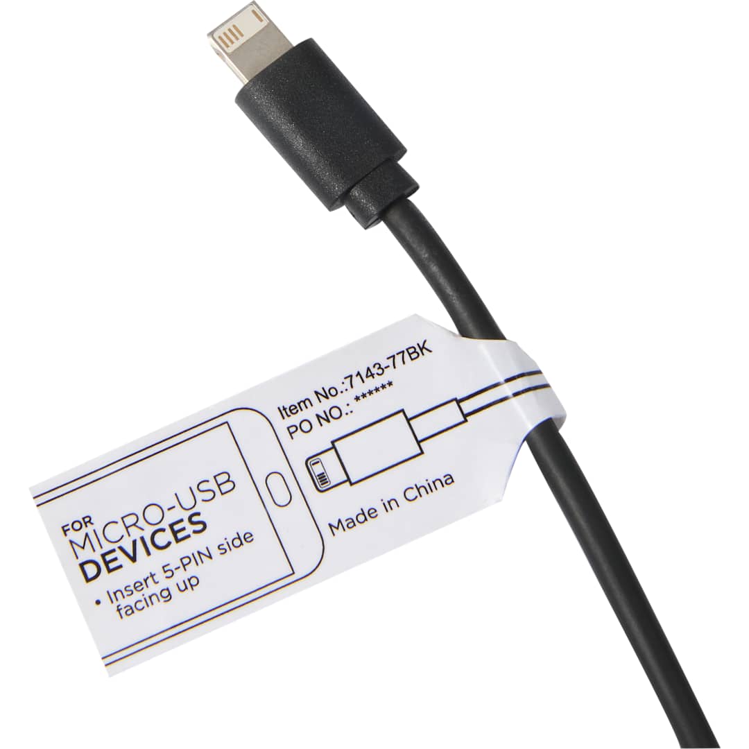 Black Dual Power Long Charging Cable Kit plain