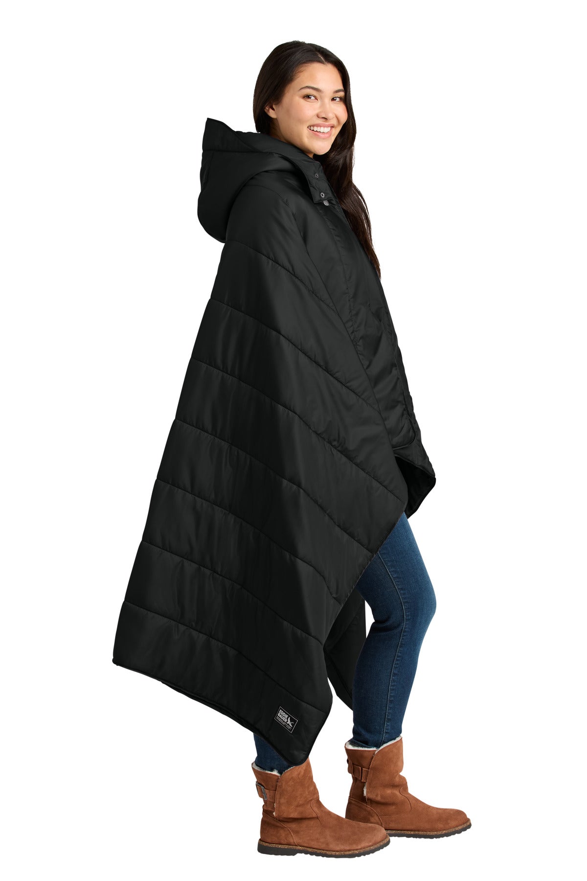 Black Eddie Bauer Puffy Camp Poncho EB755