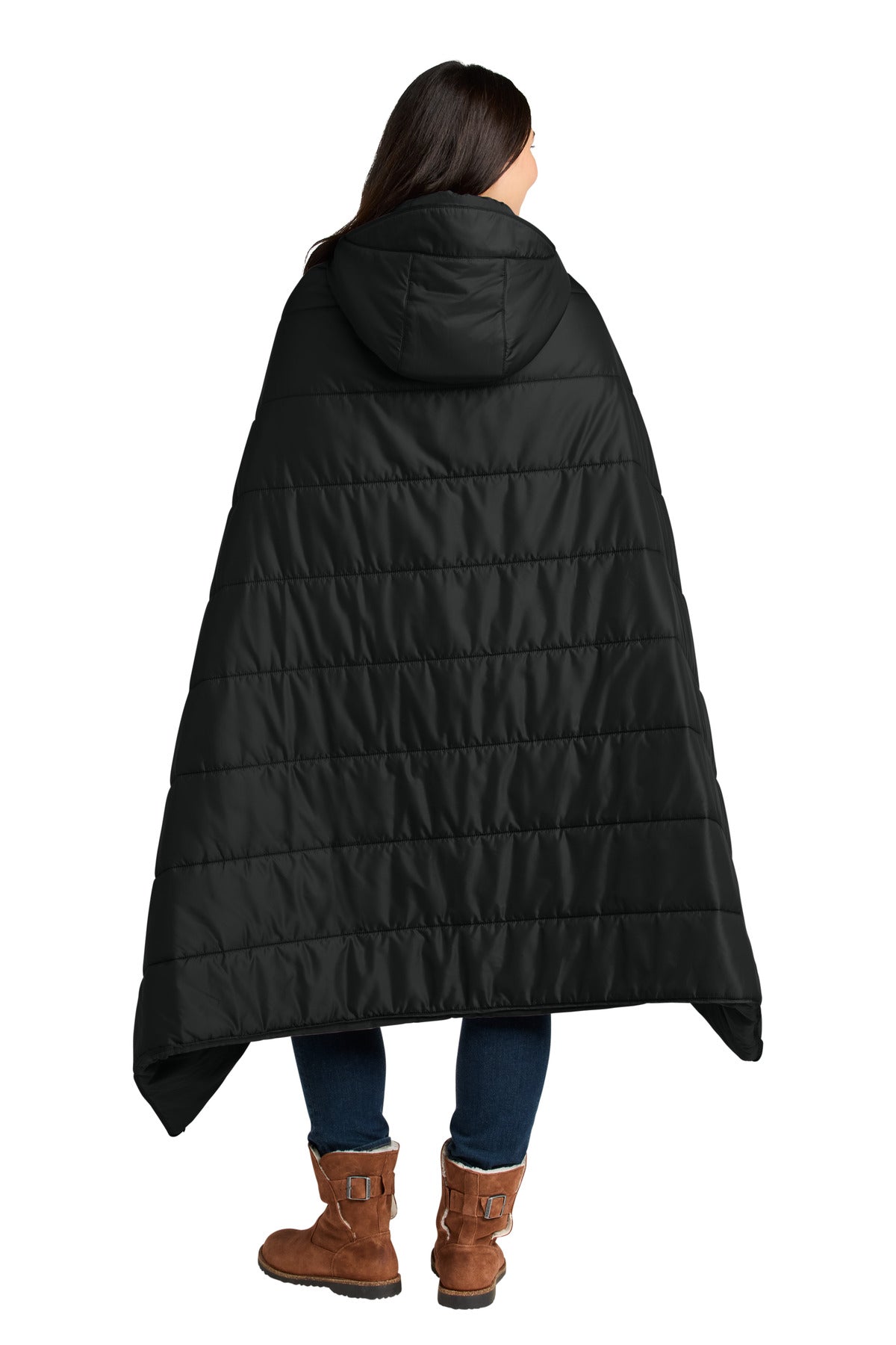 Black Eddie Bauer Puffy Camp Poncho EB755