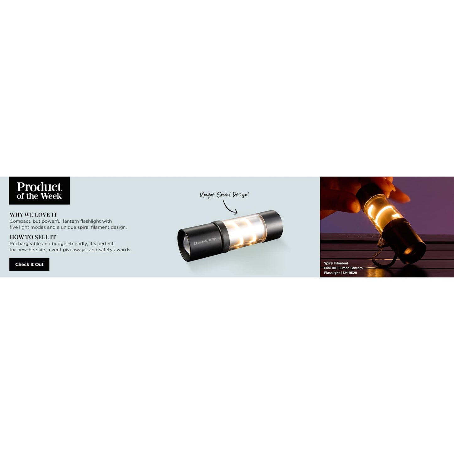 Black Mini Spiral Filament 100 Lumens Lantern Flashlight